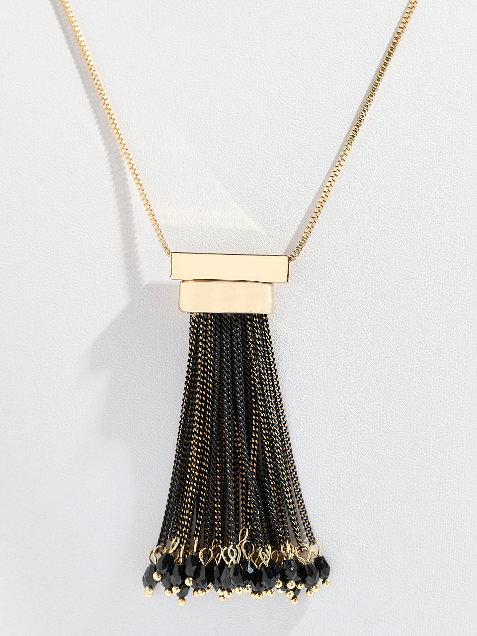 Long Gold Necklace with Chain Tassel