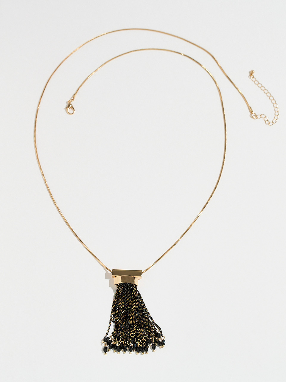 Long Gold Necklace with Chain Tassel