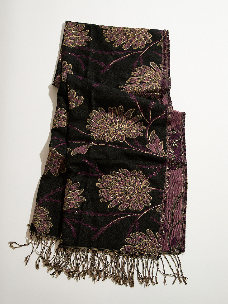 Lurex Amethyst Floral Scarf