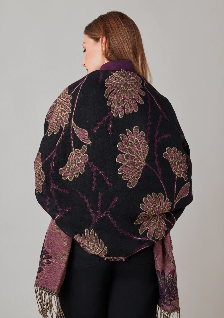 Lurex Amethyst Floral Scarf