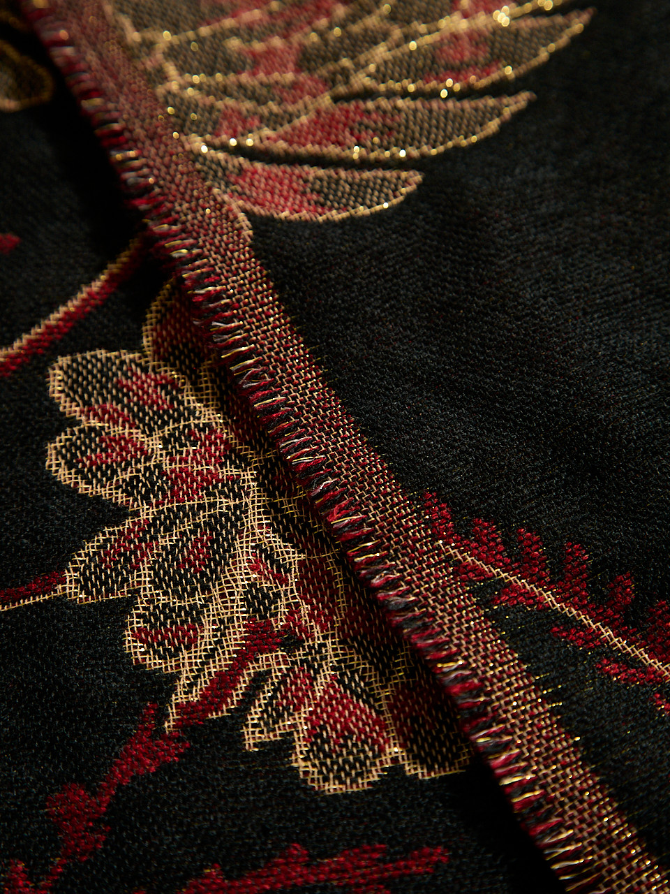 Lurex Deep Ruby Floral Scarf