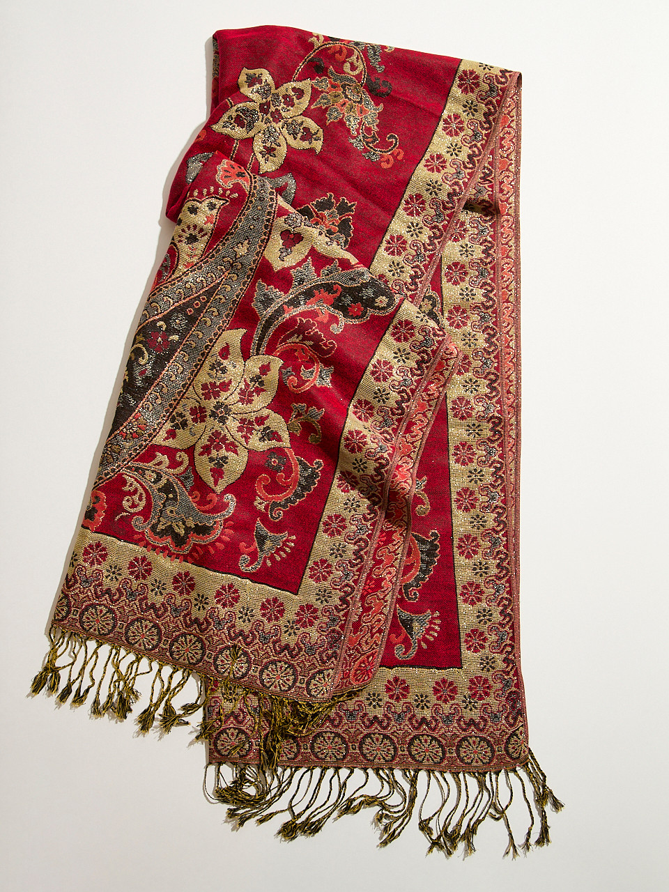 Lurex Deep Ruby Pashmina Scarf