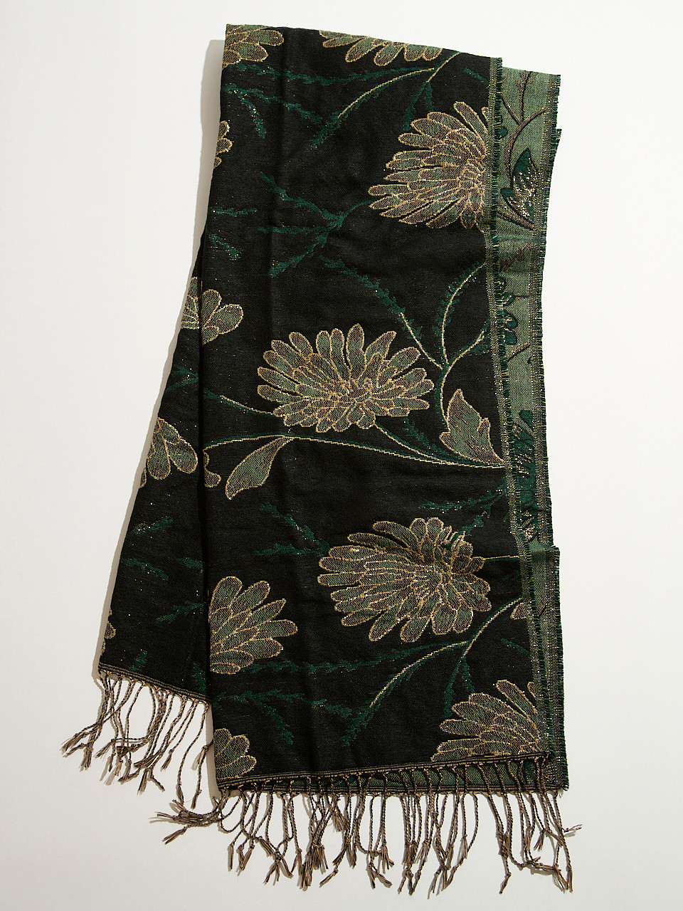 Lurex Emerald Floral Scarf