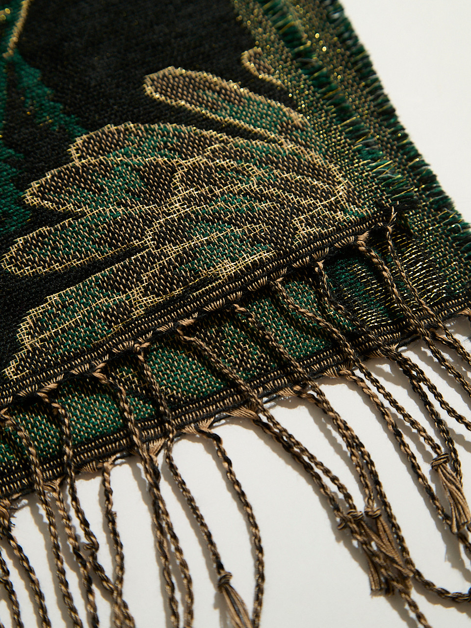 Lurex Emerald Floral Scarf