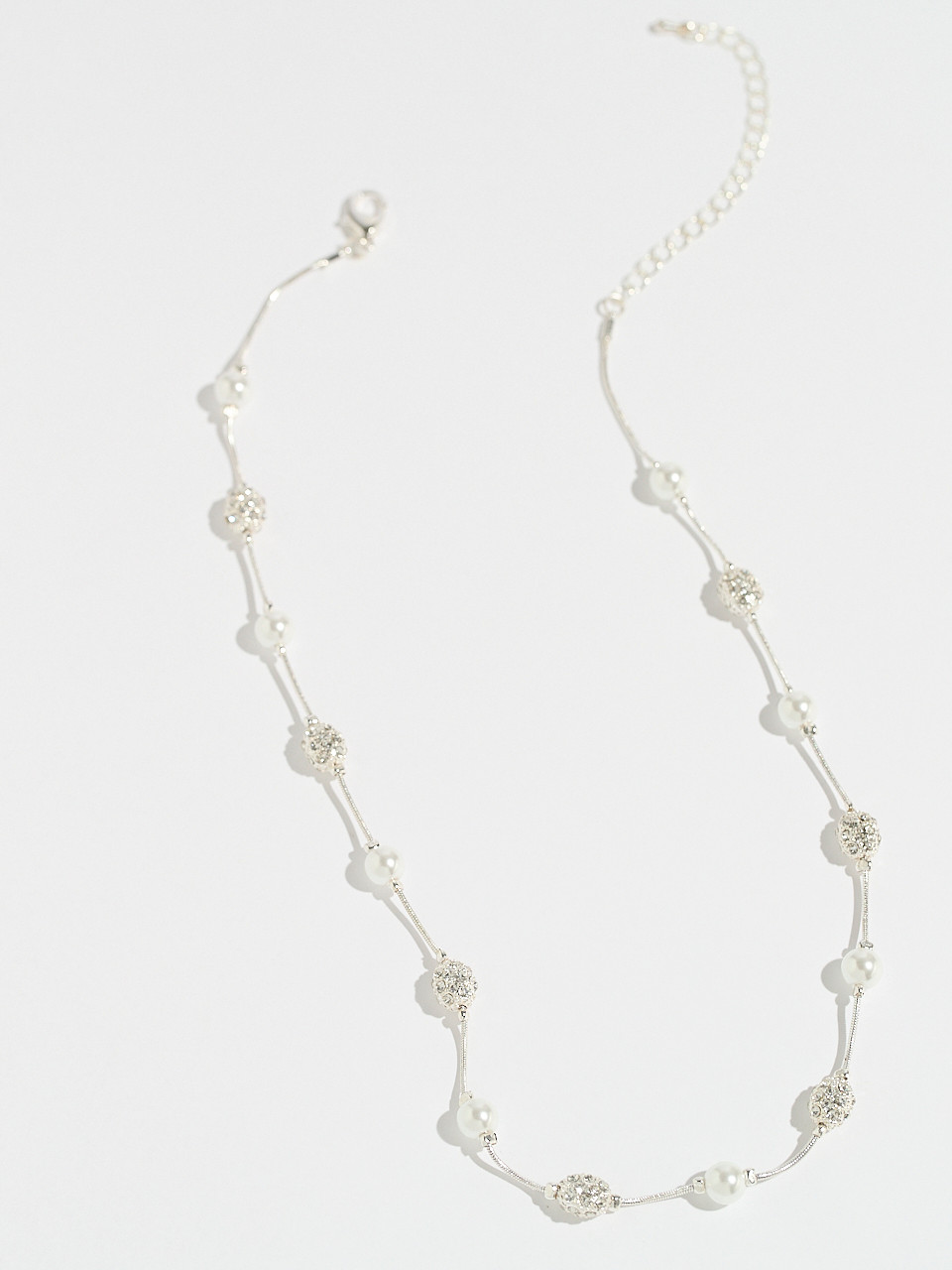 Pearl & Fireball Short Silver Necklace