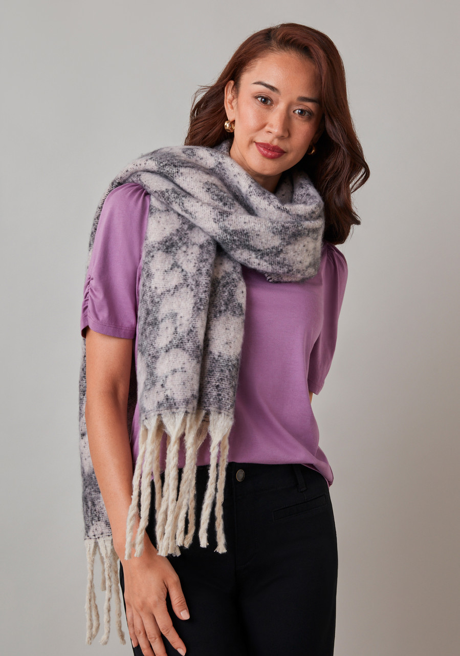 Pink Frost Plush Animal Print Scarf