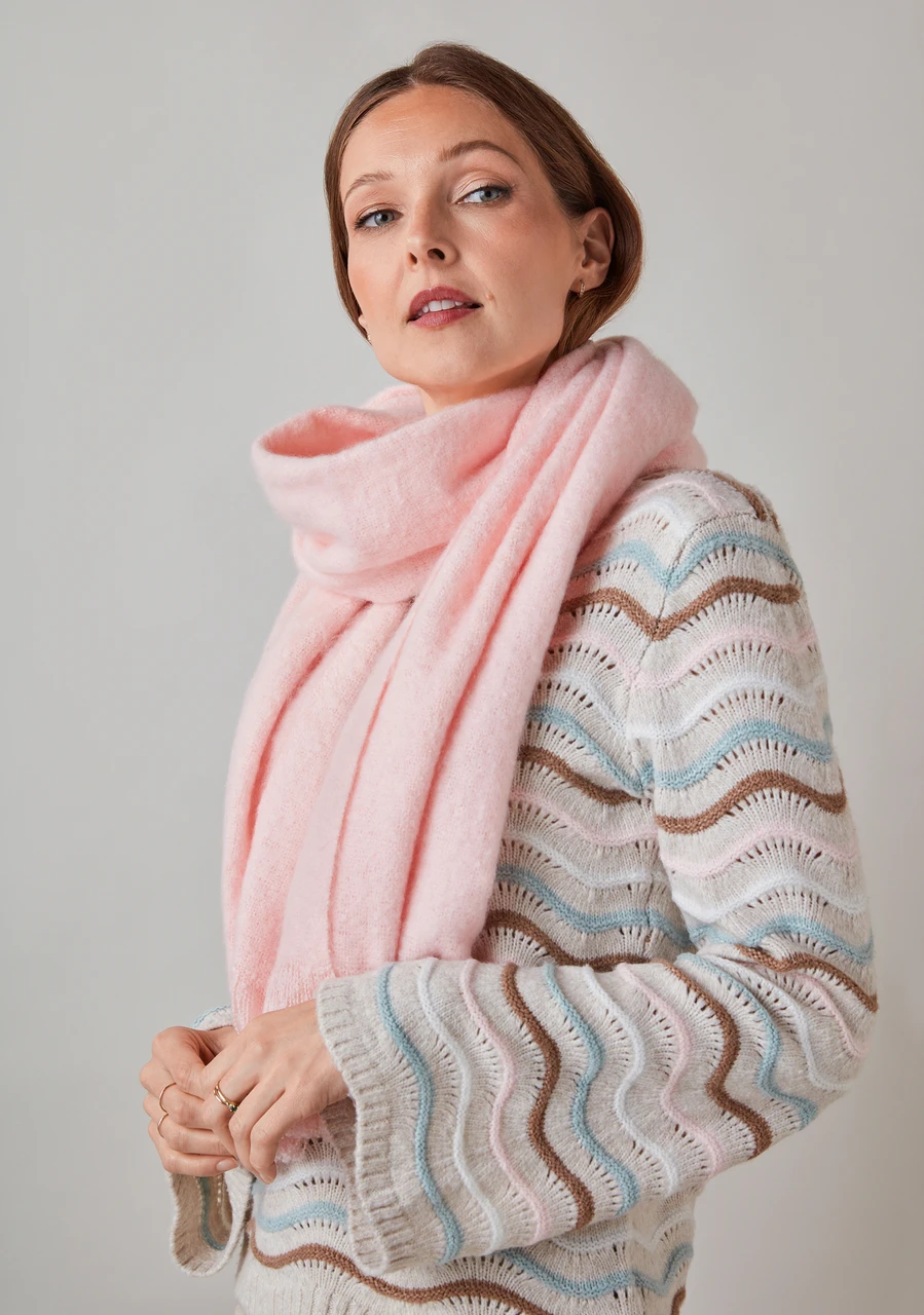 Pink Frost Boucle Scarf