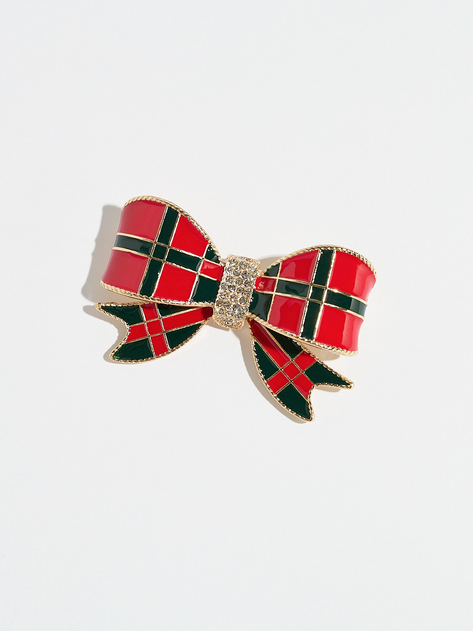 Plaid Christmas Bow Brooch