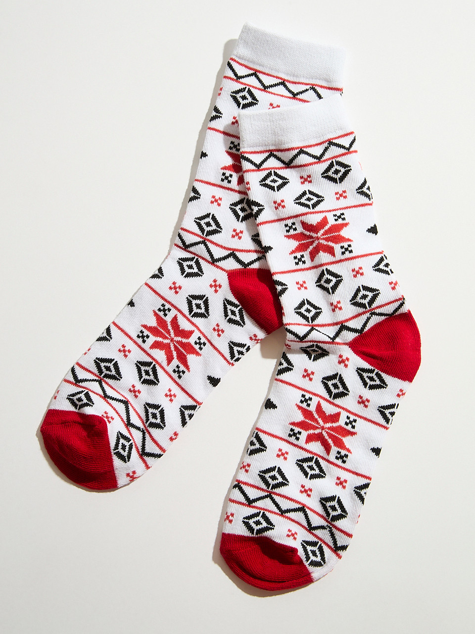 Red & White Nordic Crew Socks