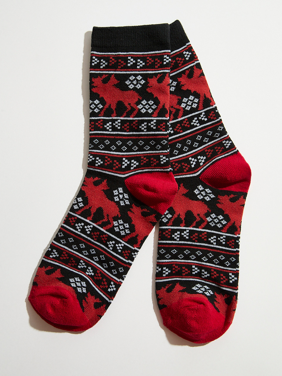 Red/Black Deer Crew Socks