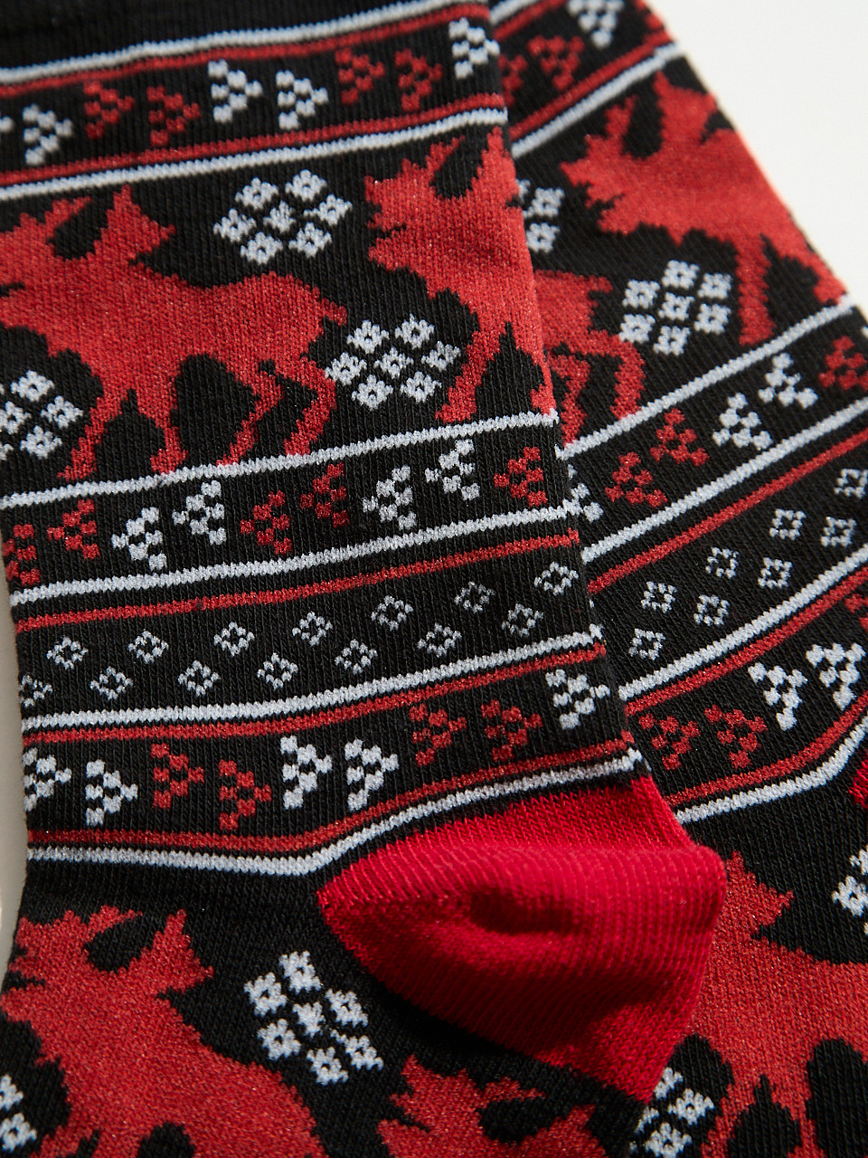 Red/Black Deer Crew Socks