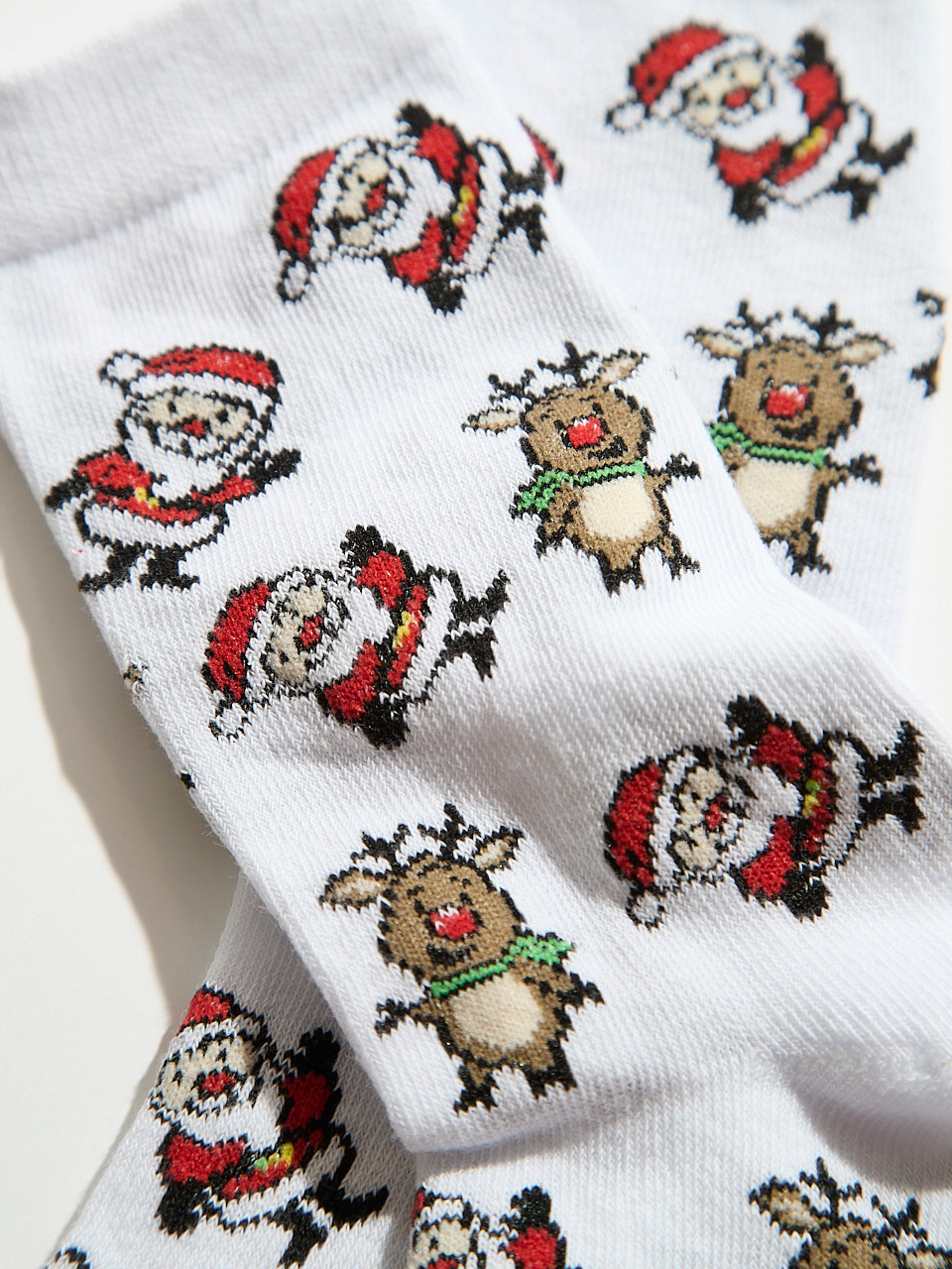 Santa & Rudolph Print Crew Socks