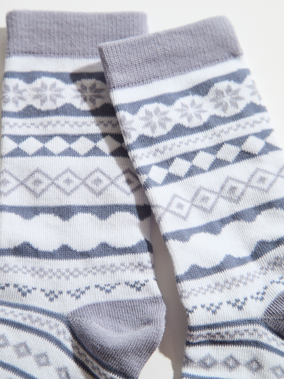 White & Lavender Nordic Crew Socks