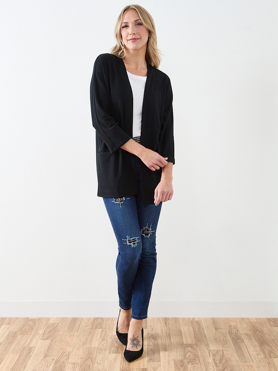 Black Lightweight Knit Cardigan | Cleo