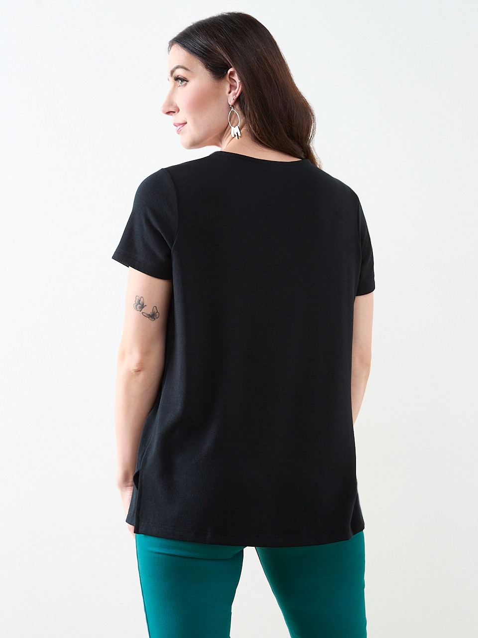 Black Short Sleeve Lightweight Knit Tunic