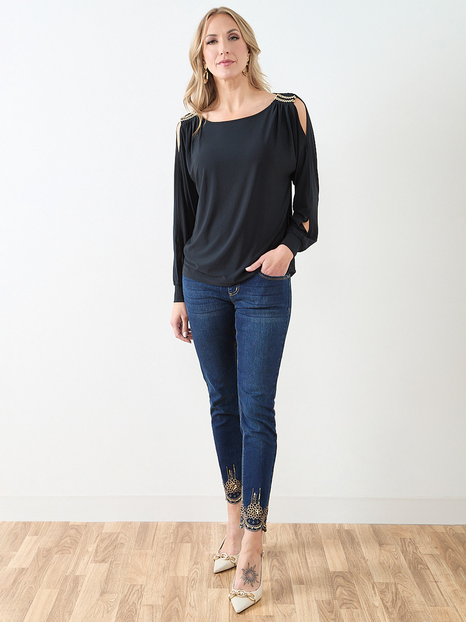 Boat Neck Top with Shoulder Detail | Cleo