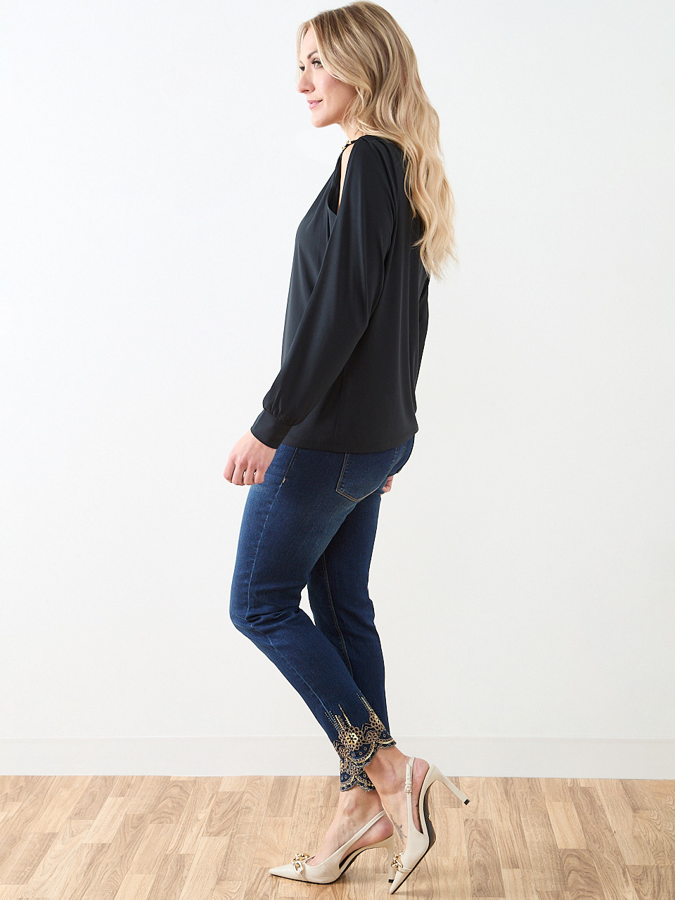 Boat Neck Top with Shoulder Detail