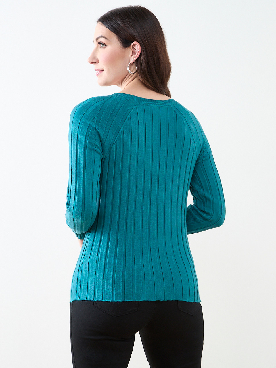 Long Sleeve Knit Zip Shoulder Sweater