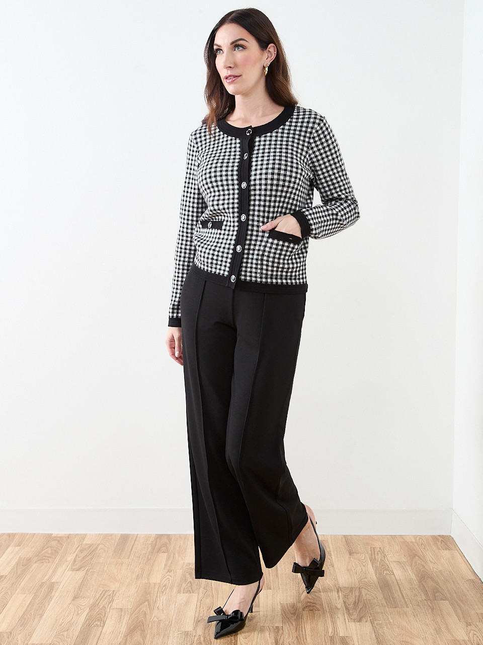 Long Sleeve Pattern Button Cardigan
