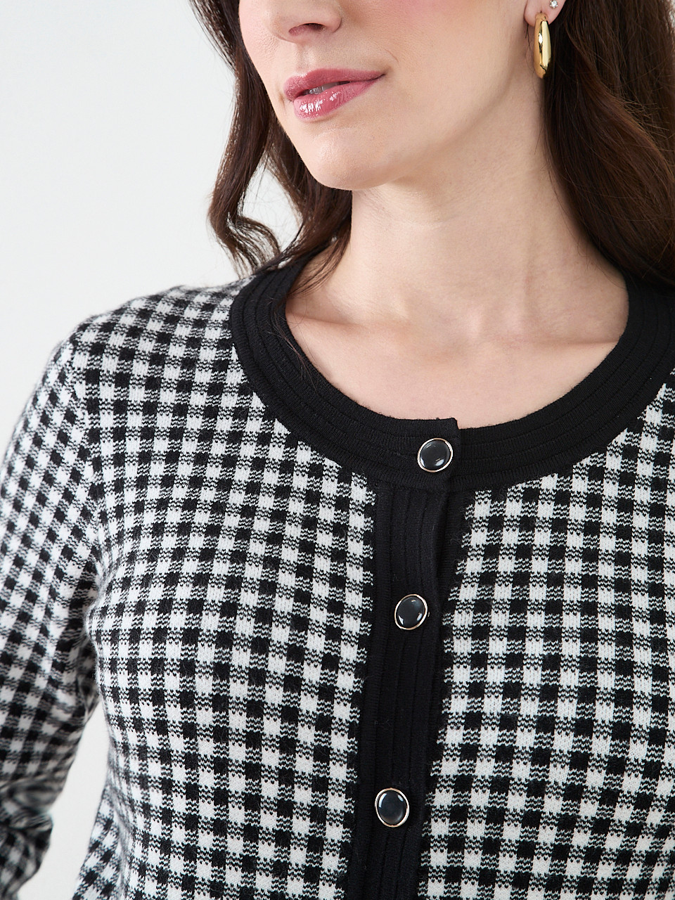 Long Sleeve Pattern Button Cardigan