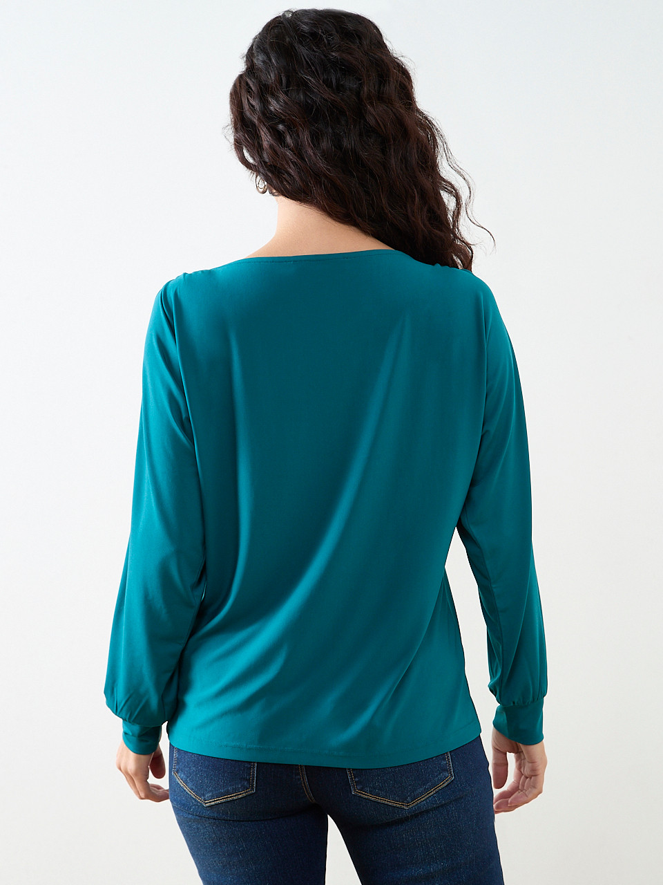 Petite Boat Neck Top with Shoulder Detail