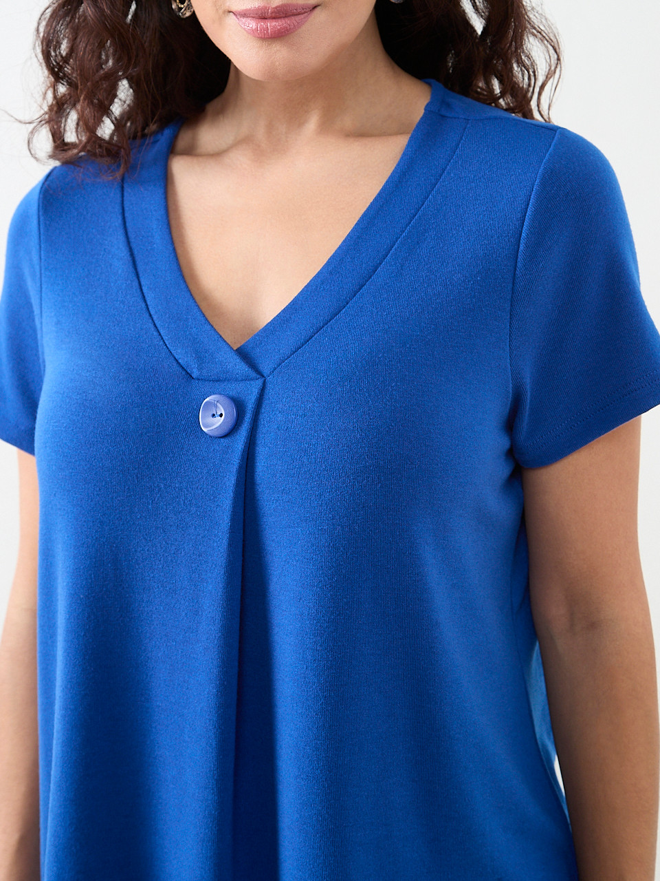 Petite Cobalt Short Sleeve Lightweight Knit Tunic
