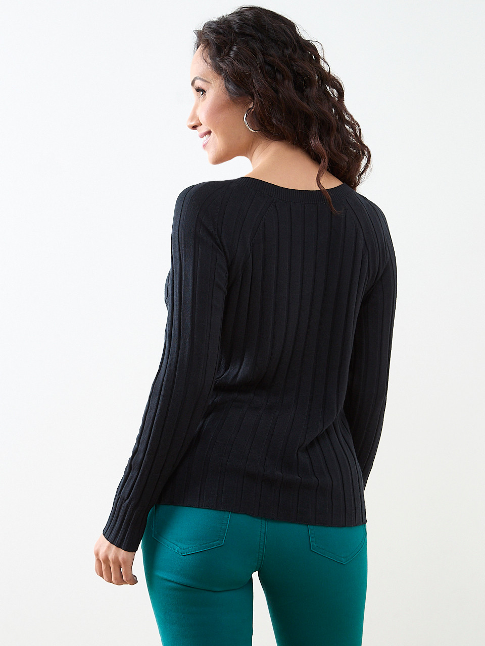 Petite Long Sleeve Knit Zip Shoulder Sweater