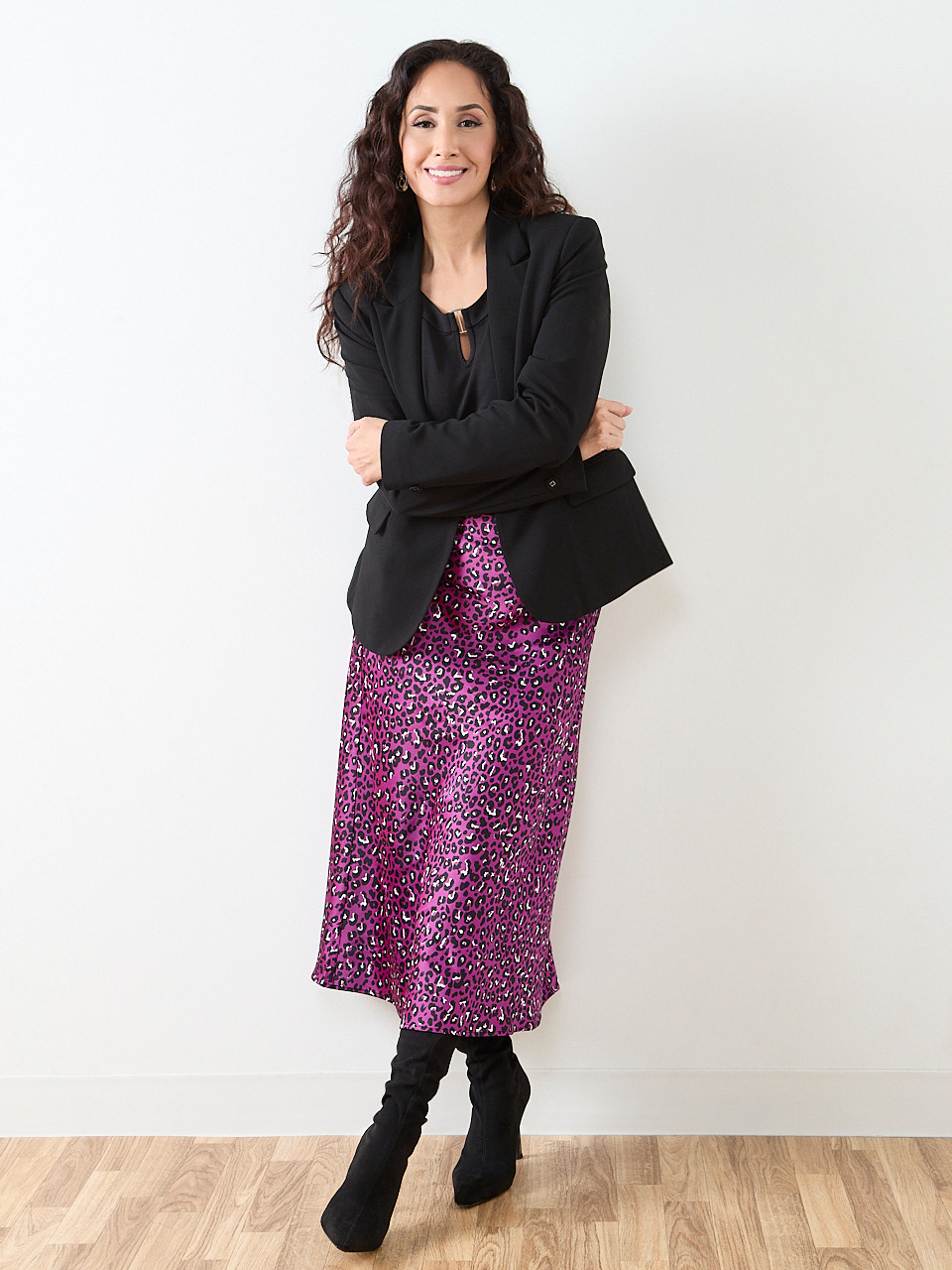 Petite Satin A-Line Mid-Length Skirt