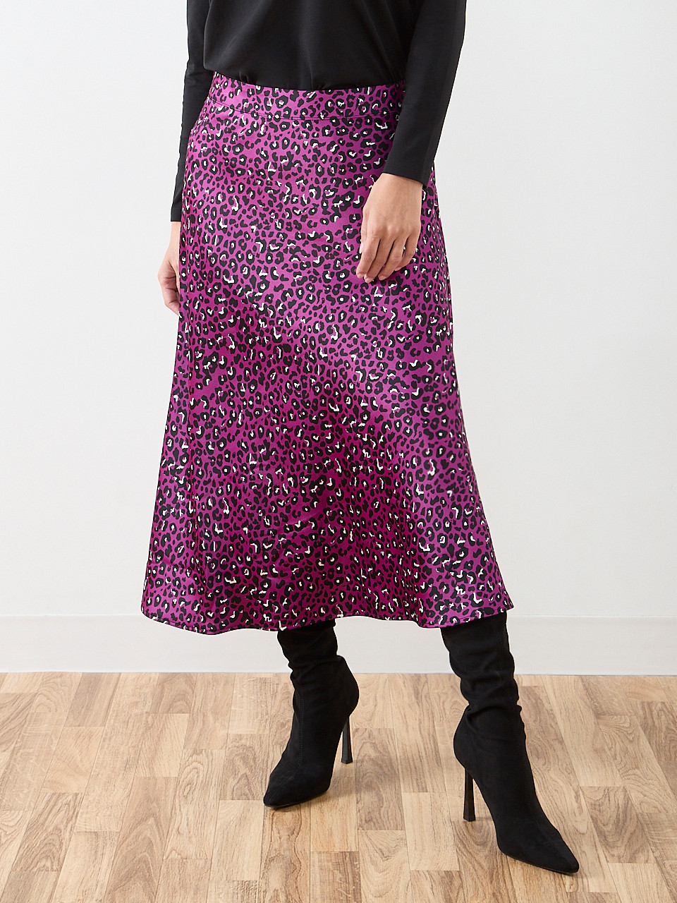 Petite Satin A-Line Mid-Length Skirt