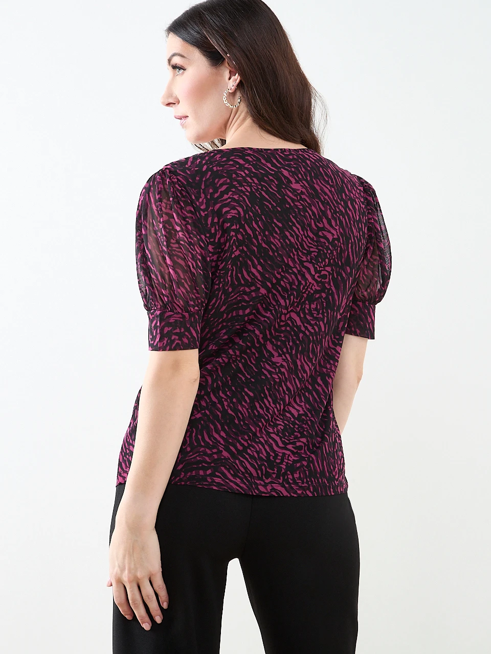 Short Sleeve Round Neck Mesh Top