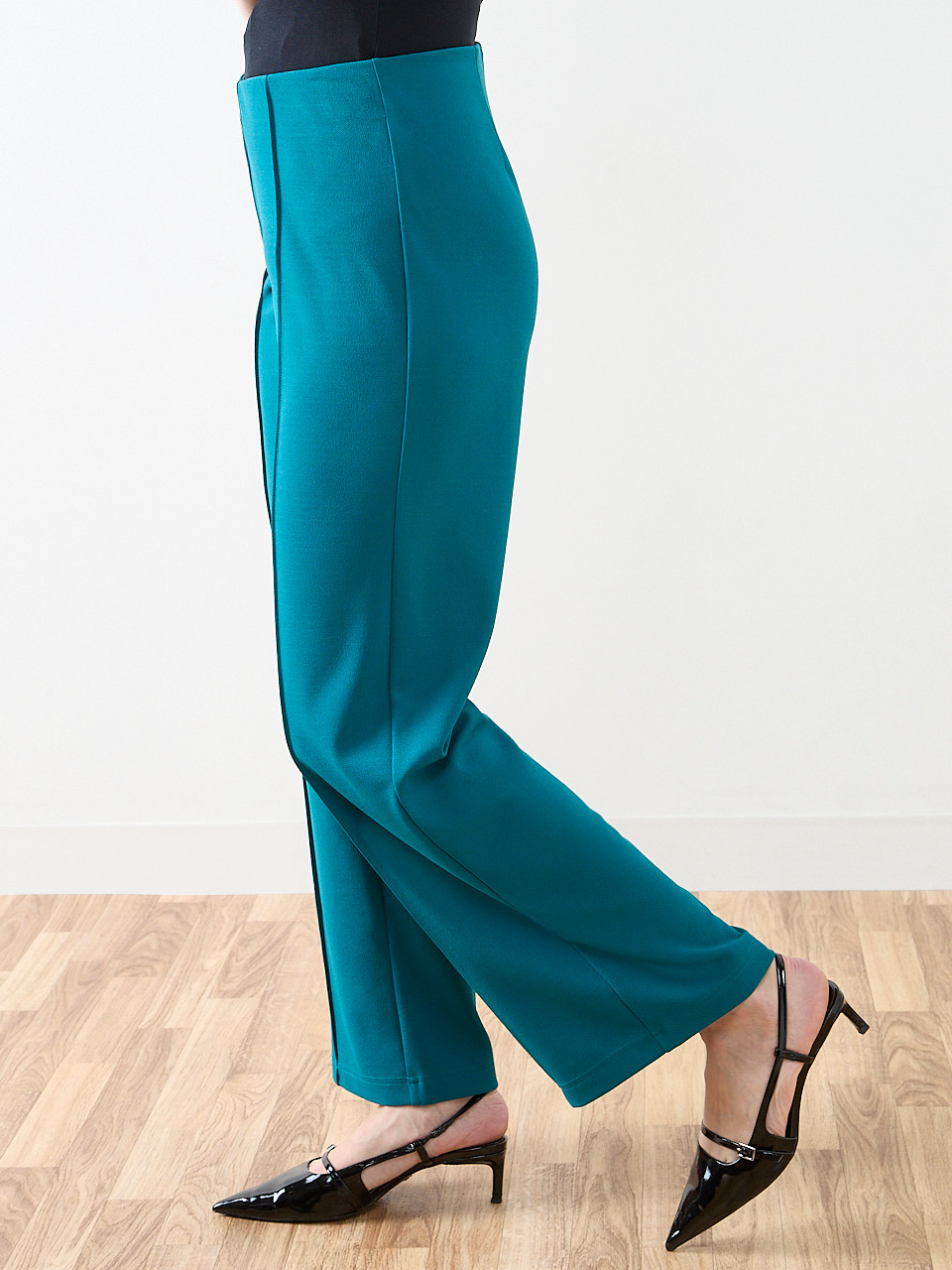 Trisha Scuba Crepe Wide-Leg Pant In Peacock | Cleo