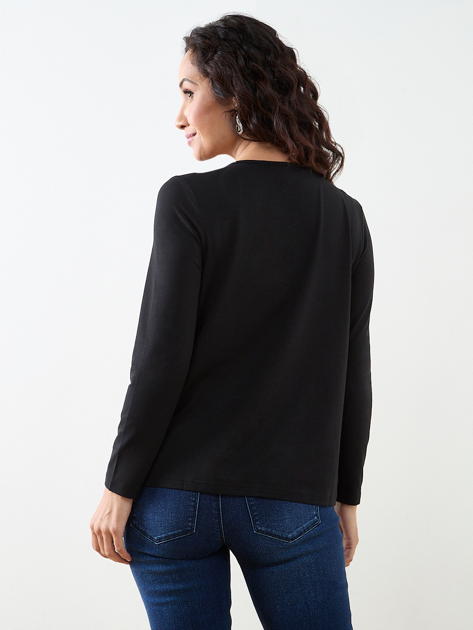 Petite Long Sleeve Top with Hardware