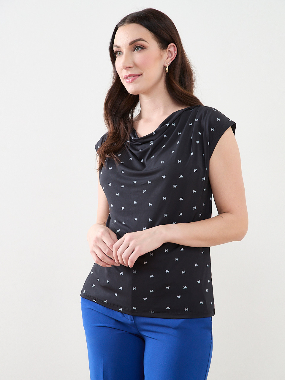 Cap Sleeve Cowl Neck Top