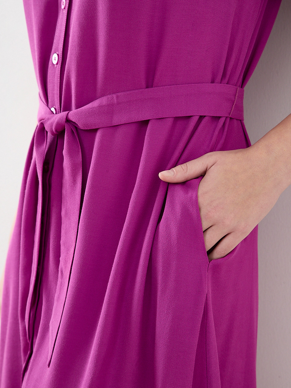 Elbow Sleeve Crochet Insert Midi Dress