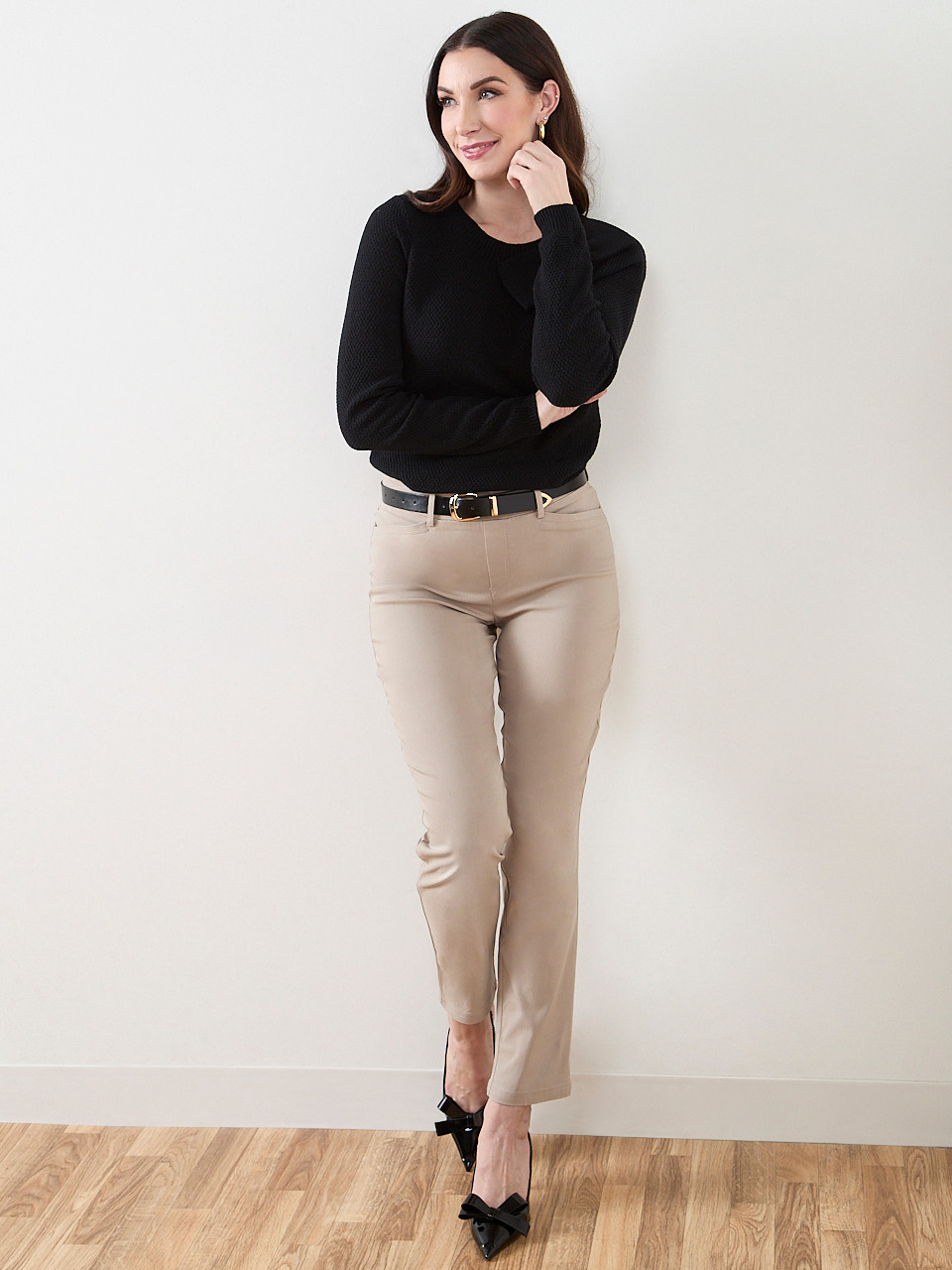 Emily Micro-Twill Mushroom Slim Leg Pant