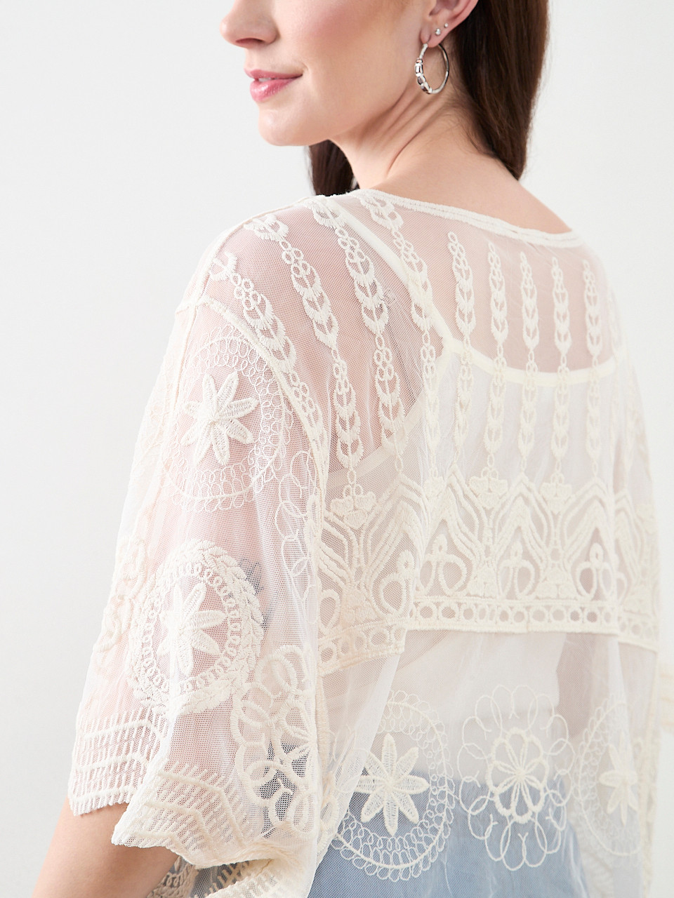 Lacy Caftan with Elbow-Length Sleeves
