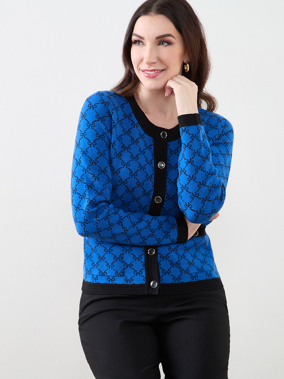 Long Sleeve Patterned Button Cardigan