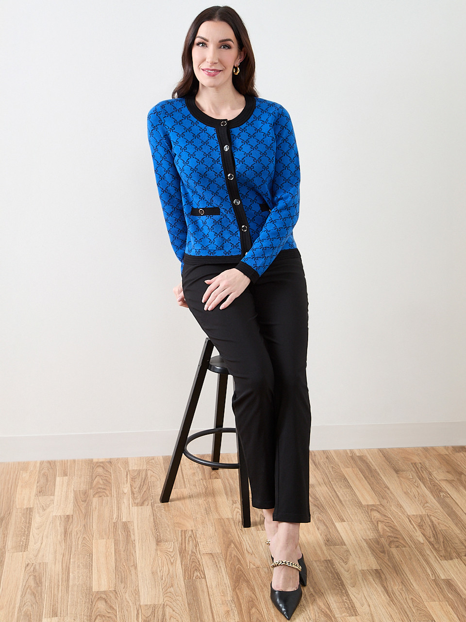 Long Sleeve Patterned Button Cardigan