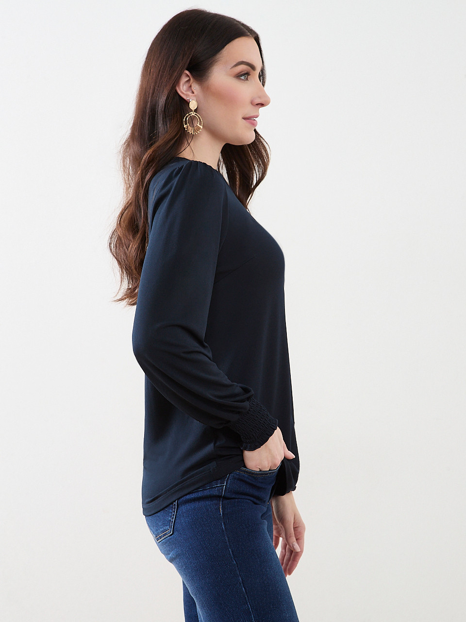 Long Sleeve Smocked Cuff Top