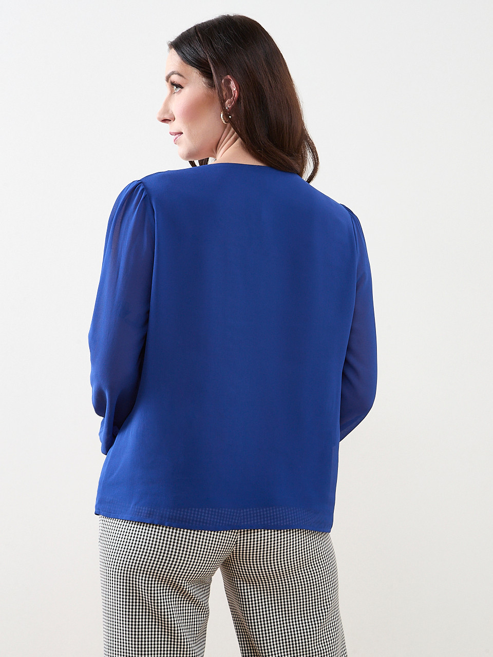 Long Sleeved Ruffle Front Blouse