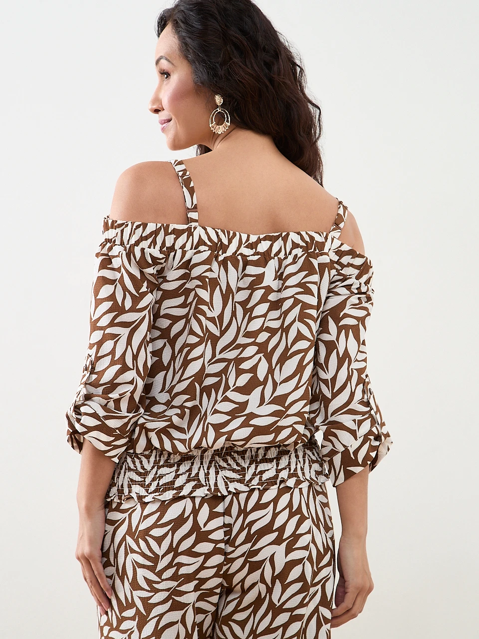 Petite 3/4 Sleeve Smocked Hem Blouse