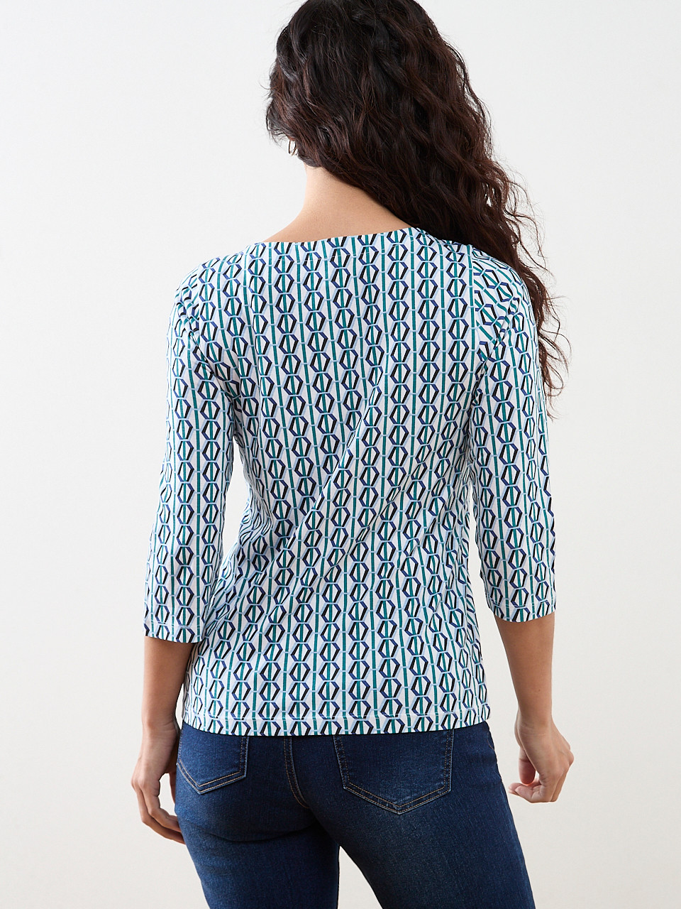Petite 3/4 Sleeve Square Neck Tee