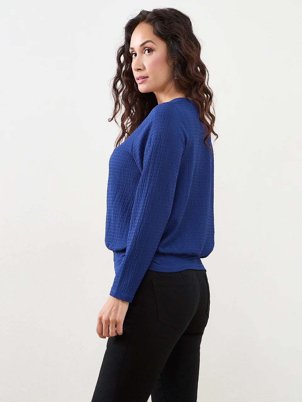 Petite 3/4 Sleeve Top with Hardware Detail
