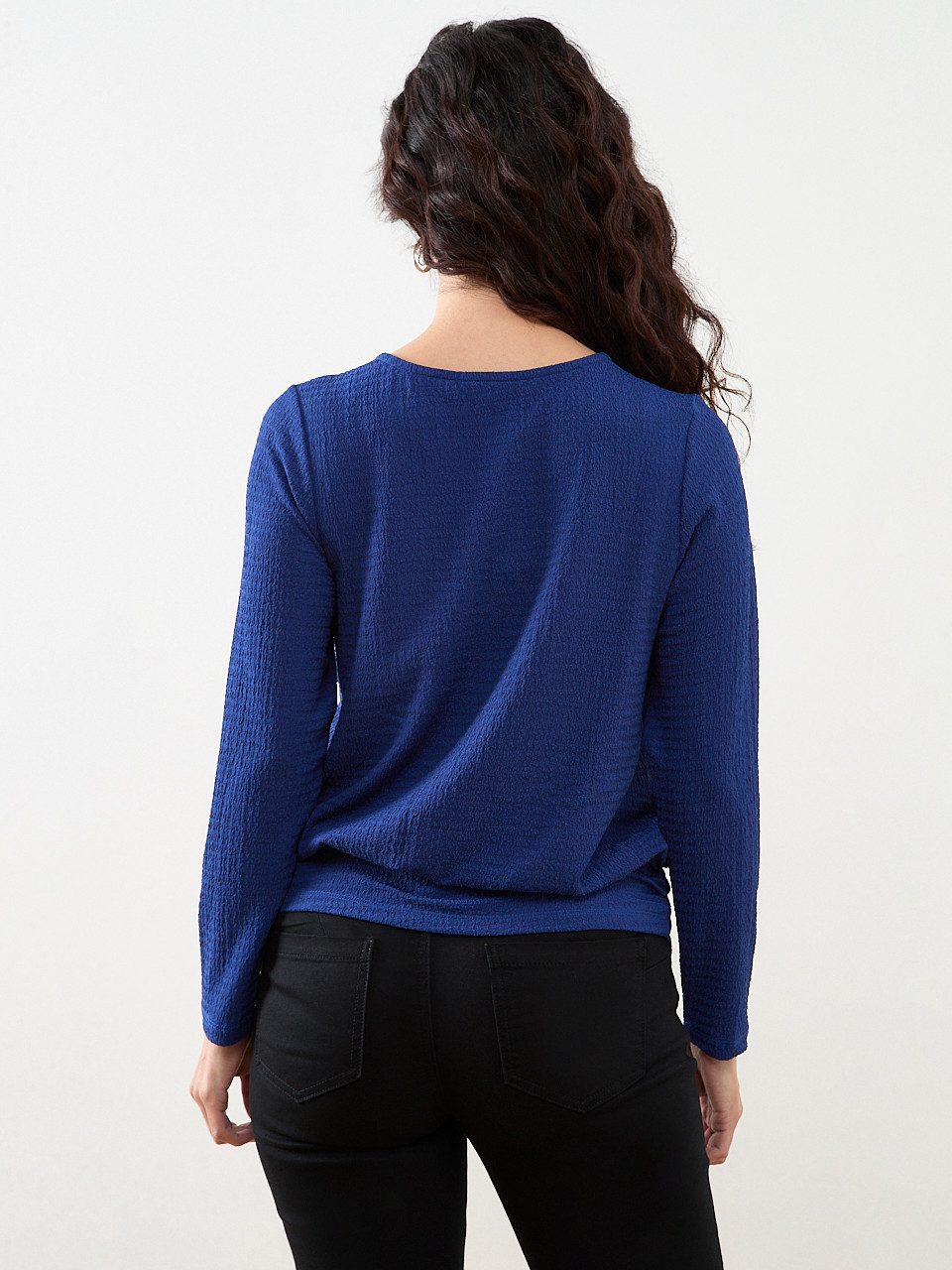 Petite 3/4 Sleeve Top with Hardware Detail