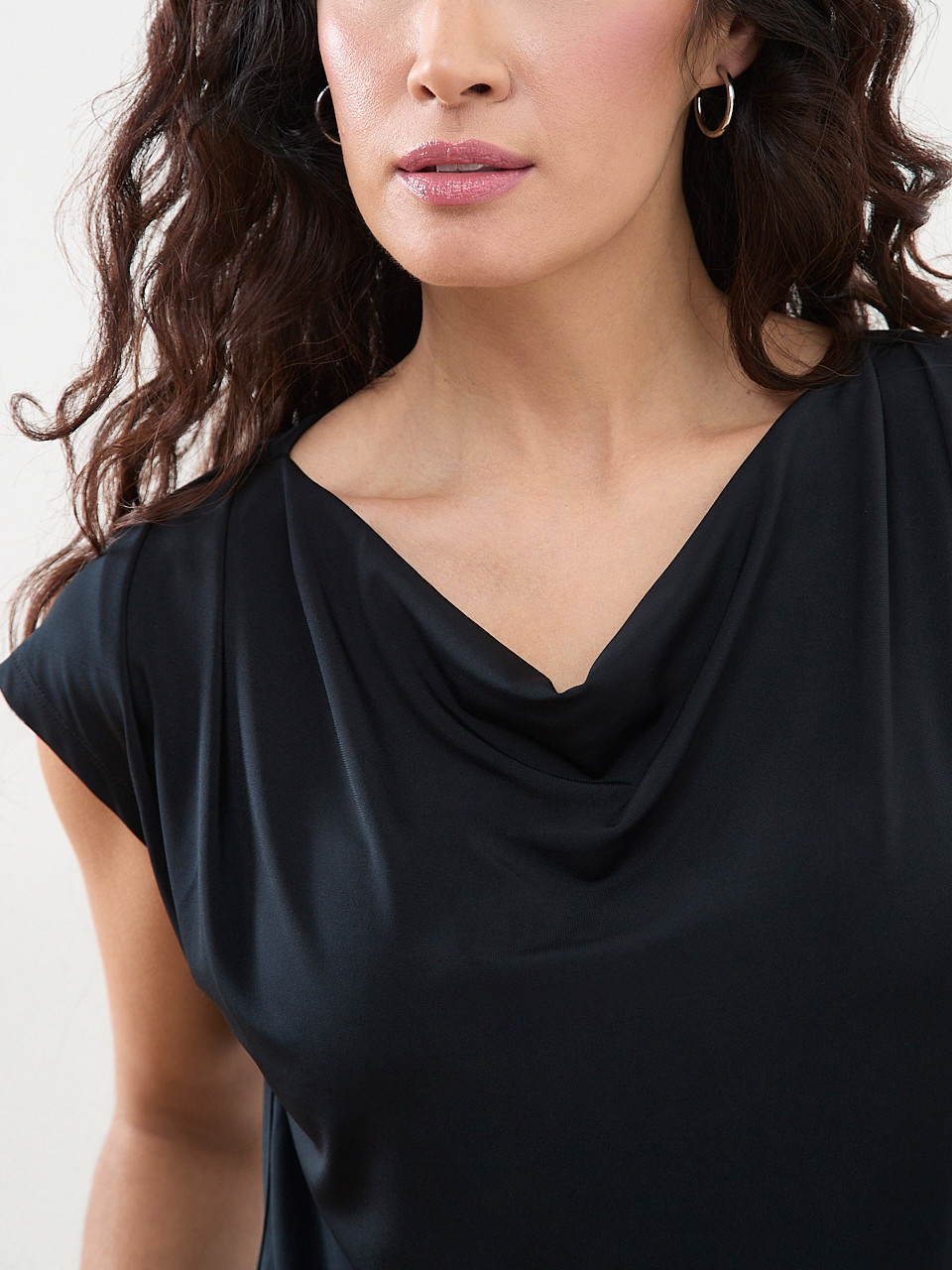 Petite Cap Sleeve Cowl Neck Top