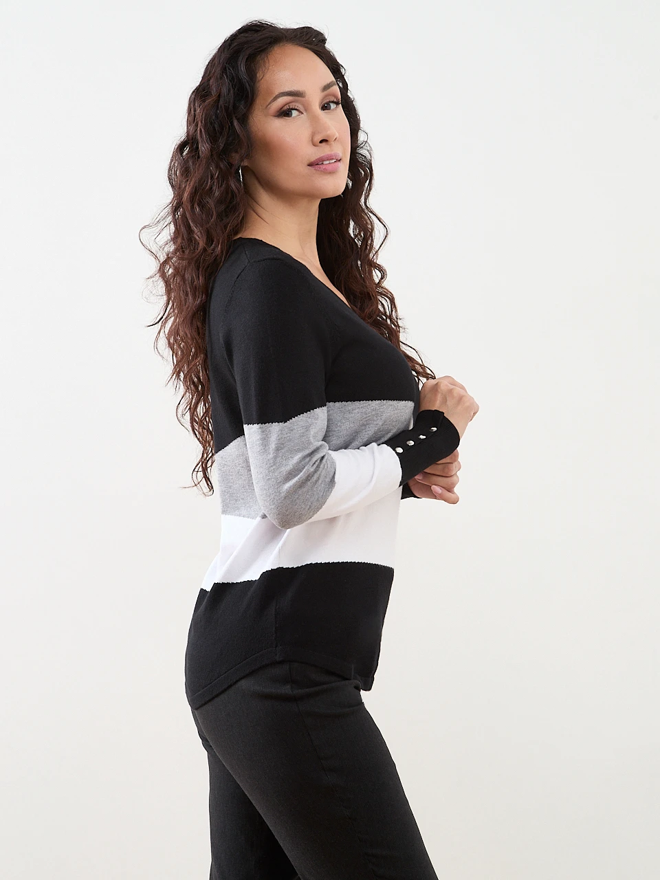 Petite Colourblock V-Neck Pullover
