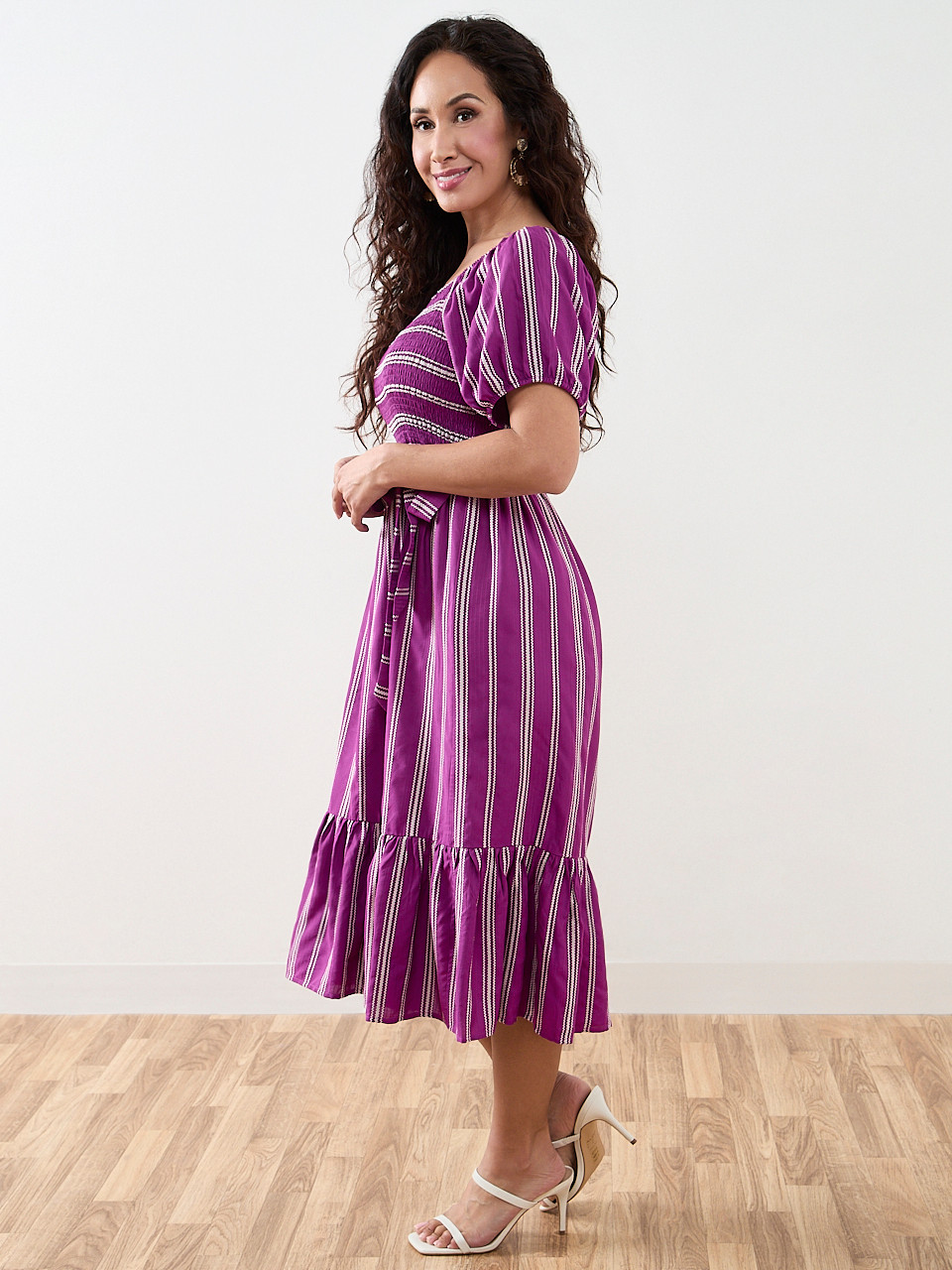 Petite Cotton Striped Midi Dress