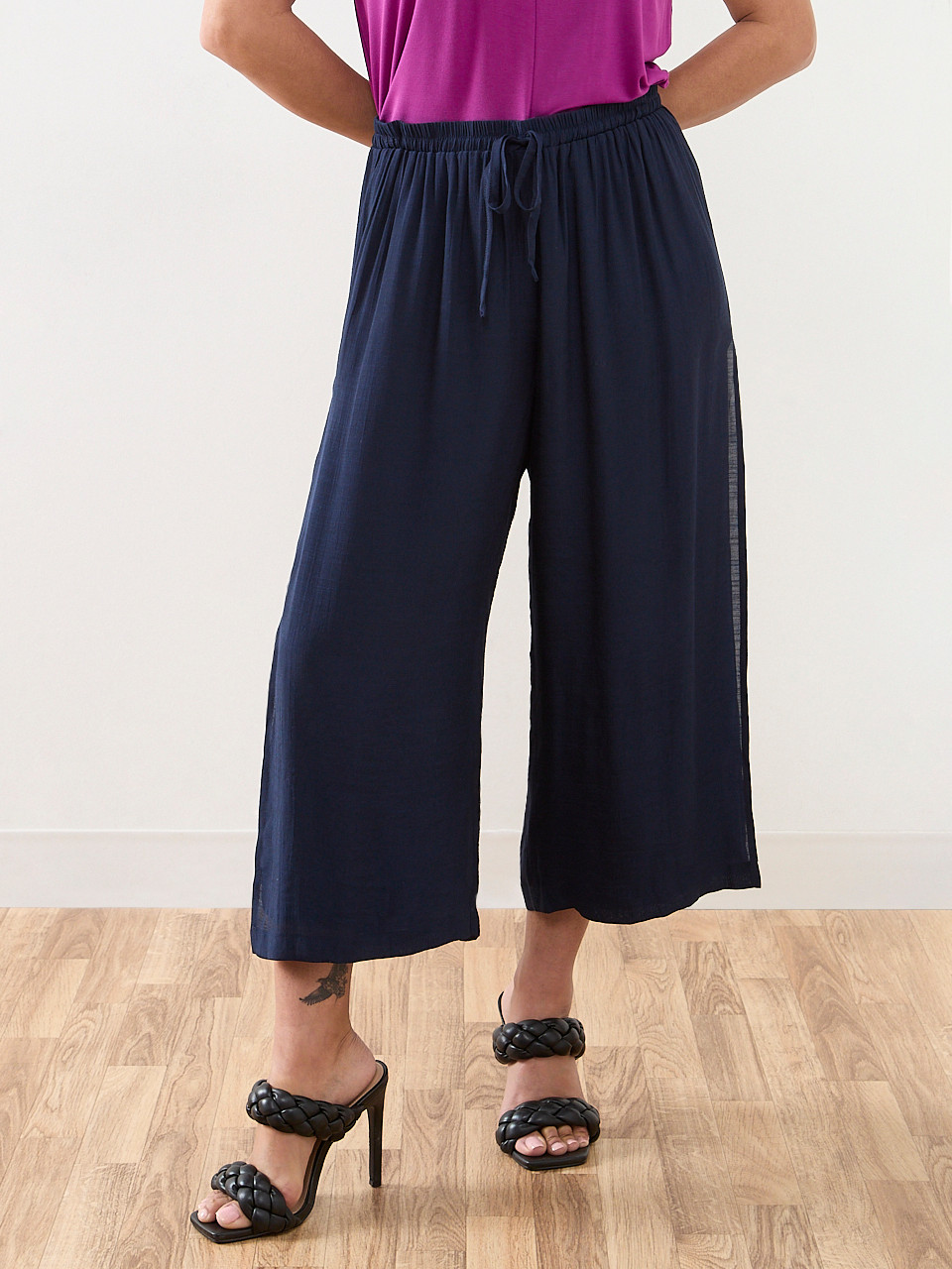 Petite Gauze Double-Layer Crop Pant