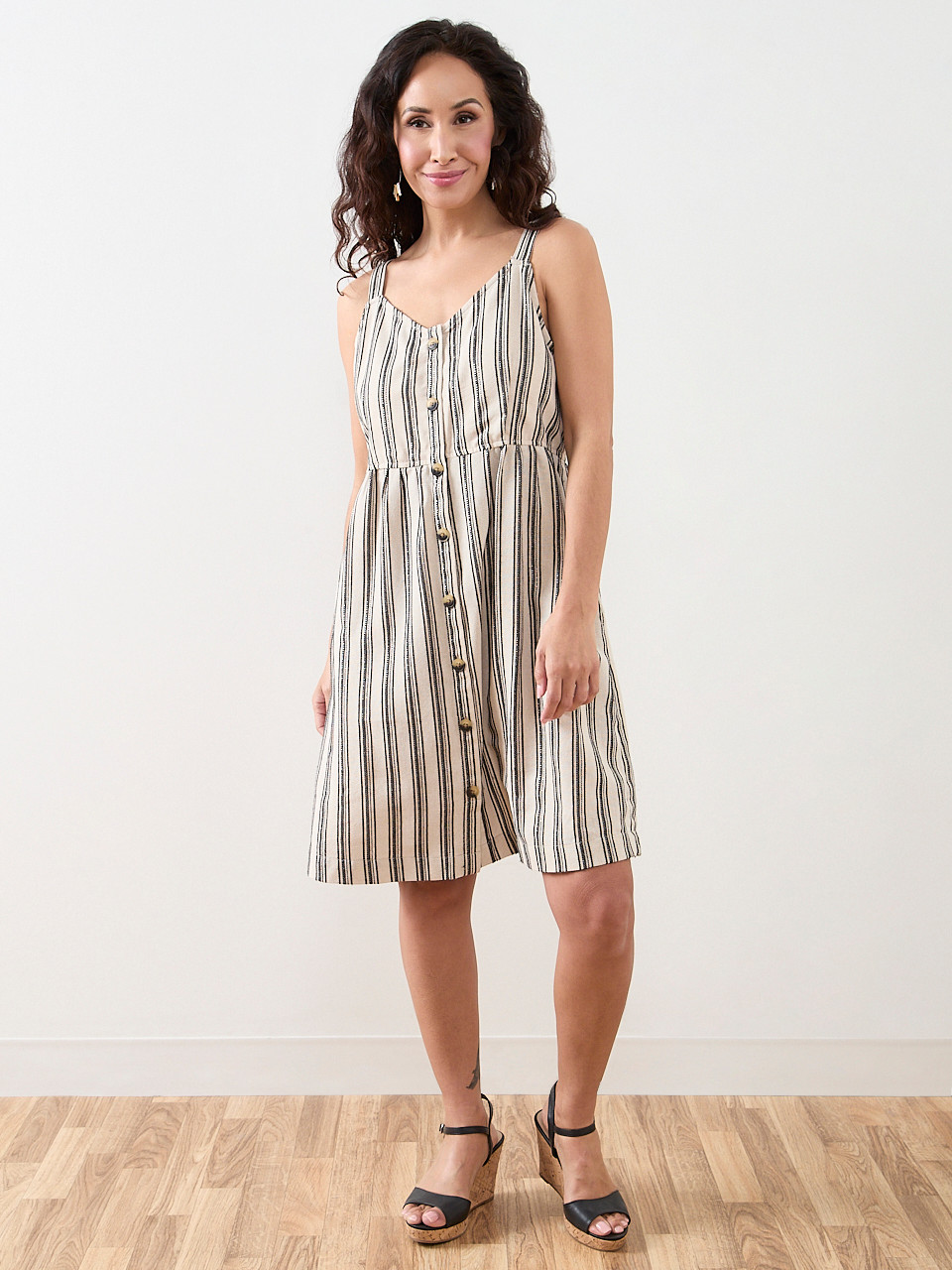 Petite Linen Blend Fit & Flare Dress