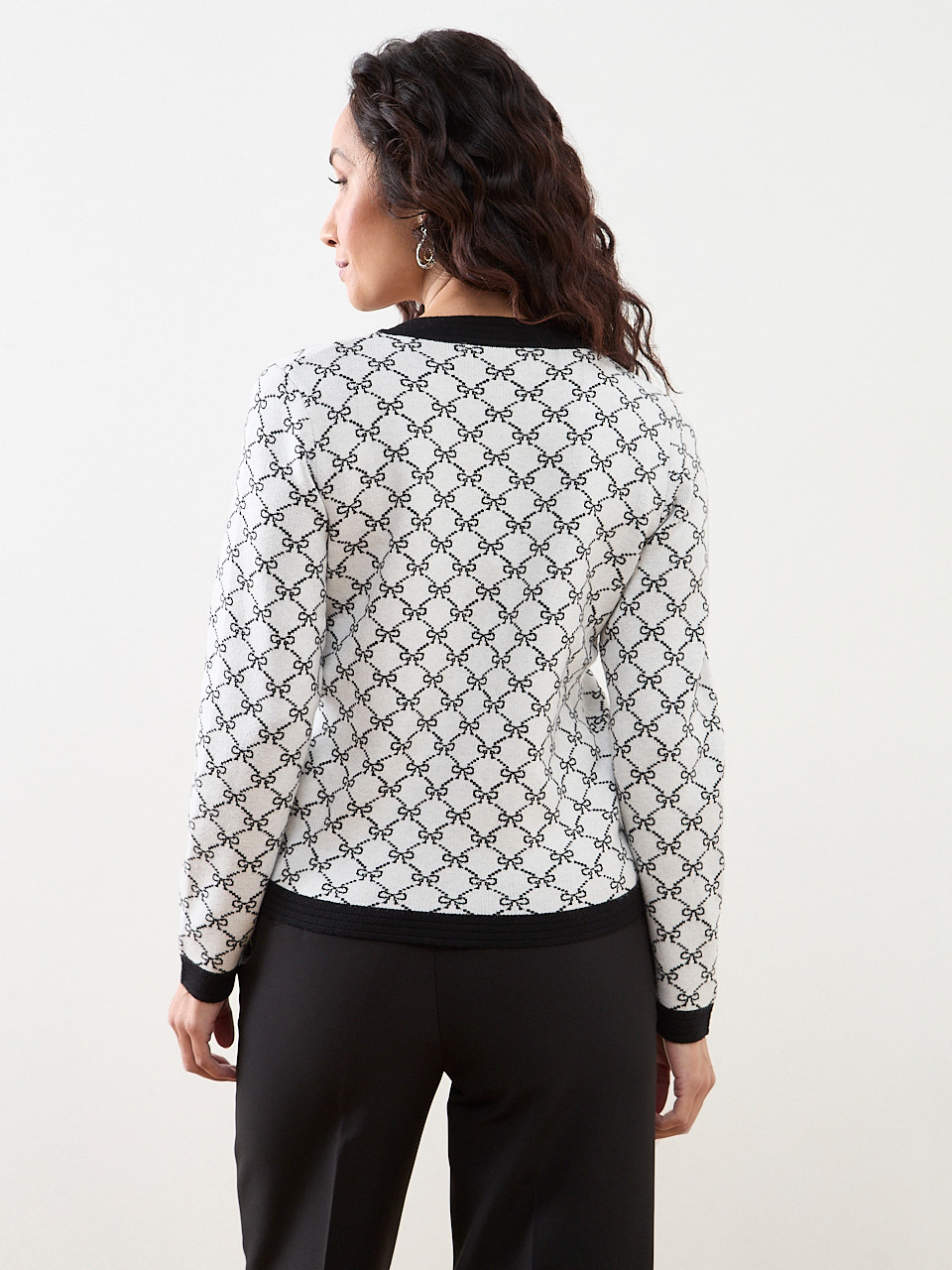 Petite Long Sleeve Patterned Button Cardigan